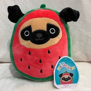 Squishmallow Prince The Pug in Watermelon Costume